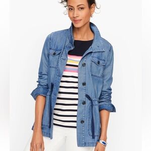 Talbots Women Medium Classic Field Jacket Lightweight Blue Casual Spring